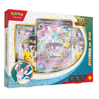 30th ex Box Sylveon, 4 boostere, carte promotionala si carte holografica supradimensionata, 6 ani+, Pokemon TCG