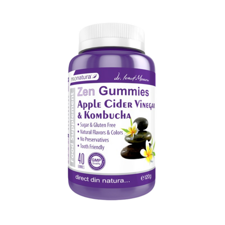 Zen Gummies Apple Cider Vinegar & Kombucha, 40 jeleuri, Pro Natura