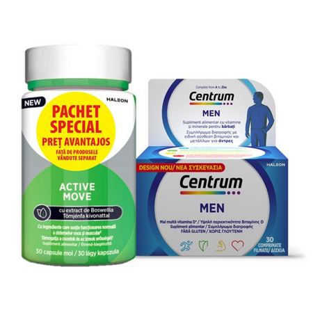 Pachet Centrum Men + Active Move, 30 comprimate +  30 capsule, Haleon