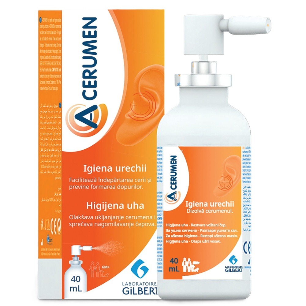 Spray pentru igiena urechilor A-Cerumen, 40 ml, Gilbert