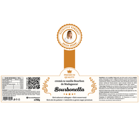 Crema cu vanilie Bourbon de Madagascar, Bourbonella, 250 g, Secretele Ramonei 819810