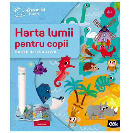 Carte interactiva, Harta lumii pentru copii, 4 ani+, Raspundel Istetel 819860