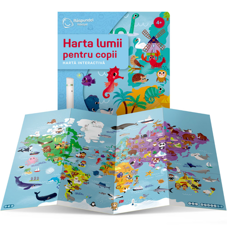 Carte interactiva, Harta lumii pentru copii, 4 ani+, Raspundel Istetel 819861