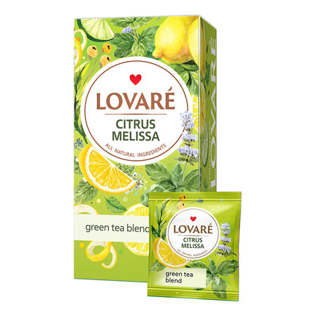 Ceai verde, Citrus Melissa cu roinita, menta si aroma de lamaie, 24 pliculete x 1.5 g, Lovare