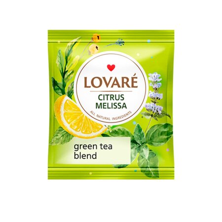 Ceai verde, Citrus Melissa cu roinita, menta si aroma de lamaie, 24 pliculete x 1.5 g, Lovare 819961