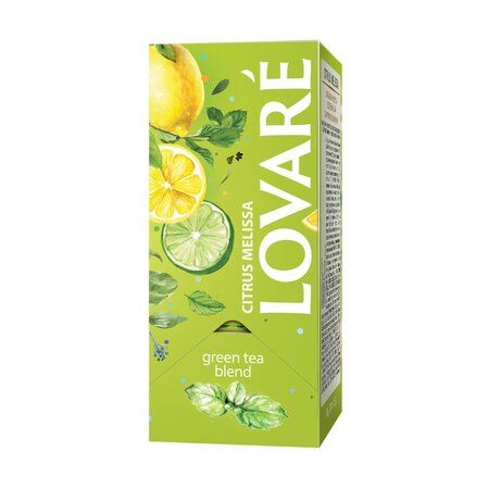 Ceai verde, Citrus Melissa cu roinita, menta si aroma de lamaie, 24 pliculete x 1.5 g, Lovare 819962