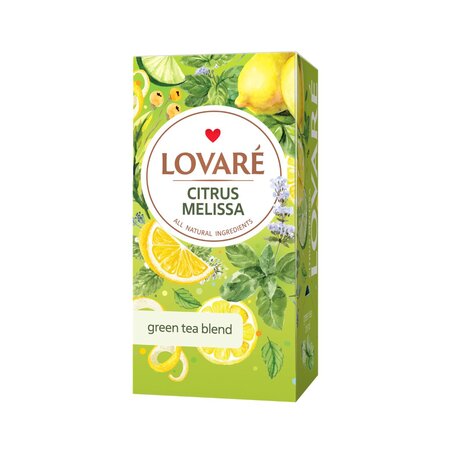 Ceai verde, Citrus Melissa cu roinita, menta si aroma de lamaie, 24 pliculete x 1.5 g, Lovare 819963