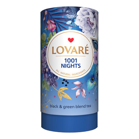 Ceai 1001 Nights cu ceai negru, ceai verde, fructe si petale de flori, 80 g, Lovare