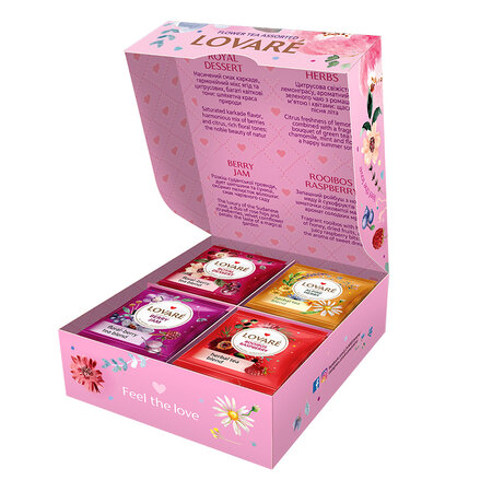 Set ceai Flower Tea Assorted, 4 sortimente, 32 pliculete x 1.5 g, Lovare 820102