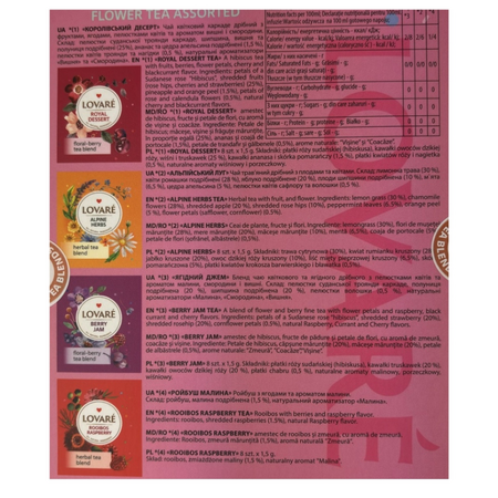 Set ceai Flower Tea Assorted, 4 sortimente, 32 pliculete x 1.5 g, Lovare 820106