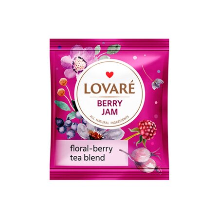 Ceai Berry Jam cu hibiscus, capsune si fructe de padure, 24 pliculete x 1.5 g, Lovare 820177