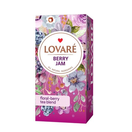 Ceai Berry Jam cu hibiscus, capsune si fructe de padure, 24 pliculete x 1.5 g, Lovare 820179