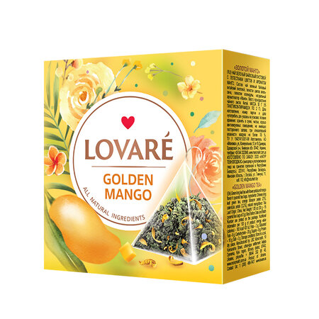 Ceai verde Golden Mango cu petale de portocal si aroma de mango, 15 plicuri x 2 g, Lovare