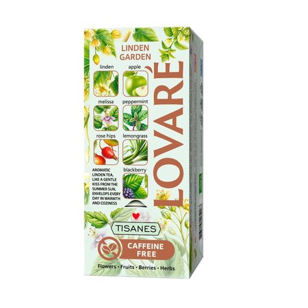 Ceai Linden Garden cu flori de tei, roinita si menta, 24 pliculete x 1.5 g, Lovare 820285