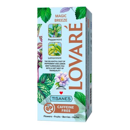 Ceai Magic Breeze cu menta piperata si menta de lamaie, 24 pliculete x 1.3 g, Lovare 820292