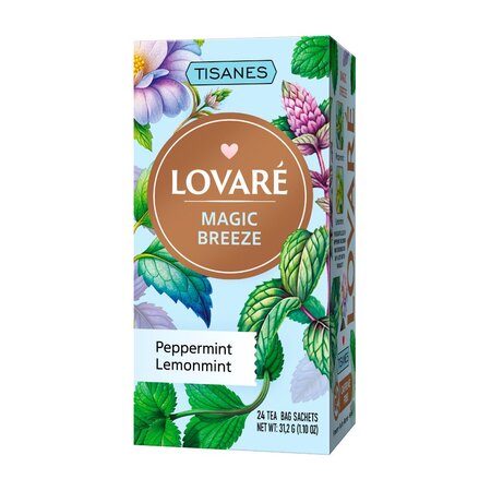 Ceai Magic Breeze cu menta piperata si menta de lamaie, 24 pliculete x 1.3 g, Lovare 820293