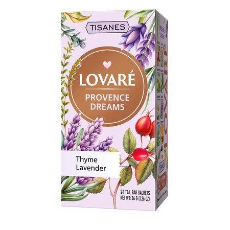 Ceai Provence Dreams cu macese, lavanda si plante, 24 pliculete x 1.5 g, Lovare 820574
