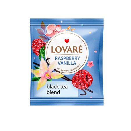 Ceai negru Raspberry Vanilla cu zmeura si vanilie, 24 pliculete x 2 g, Lovare 820582