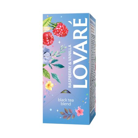 Ceai negru Raspberry Vanilla cu zmeura si vanilie, 24 pliculete x 2 g, Lovare 820583