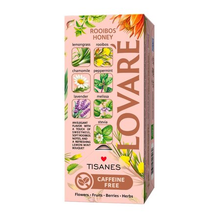 Ceai Rooibos Honey cu plante, flori si stevia, 24 pliculete x 1.8 g, Lovare 820587