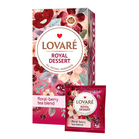 Ceai Royal Dessert cu hibiscus, fructe si petale de flori, 24 pliculete x 1.5 g, Lovare