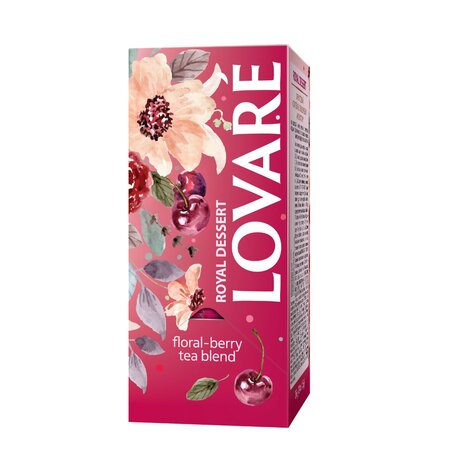 Ceai Royal Dessert cu hibiscus, fructe si petale de flori, 24 pliculete x 1.5 g, Lovare 820604