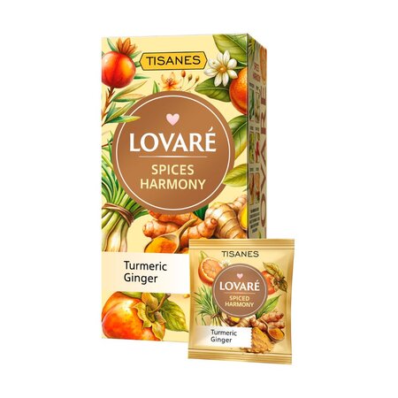 Ceai Spices Harmony cu rooibos, ghimbir si curcuma, 24 pliculete x 1.8 g, Lovare