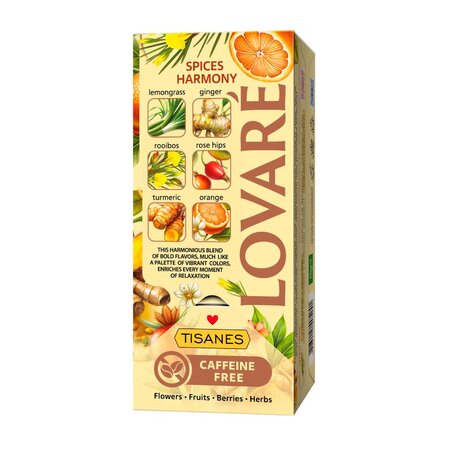 Ceai Spices Harmony cu rooibos, ghimbir si curcuma, 24 pliculete x 1.8 g, Lovare 820617