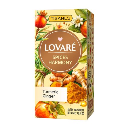 Ceai Spices Harmony cu rooibos, ghimbir si curcuma, 24 pliculete x 1.8 g, Lovare 820618