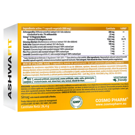 AshwaFit, 30 capsule vegetale, Cosmo Pharm 820651