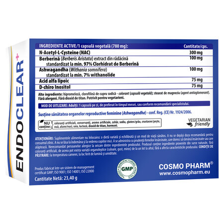 Endoclear+ Estrovital, 30 capsule vegetale, Cosmo Pharm 820665