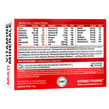 Multi Vitamine Minerale, 30 comprimate filmate, Cosmo Pharm 820672