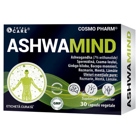 AshwaMind, 30 capsule vegetale, Cosmo Pharm