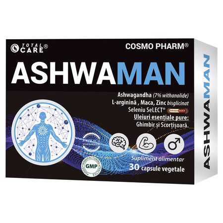 AshwaMan, 30 capsule vegetale, Cosmo Pharm