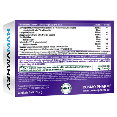 AshwaMan, 30 capsule vegetale, Cosmo Pharm 820753