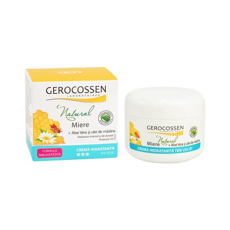 Crema hidratanta pentru ten uscat cu Miere, Aloe Vera si Ulei de Masline, 100 ml, Gerocossen