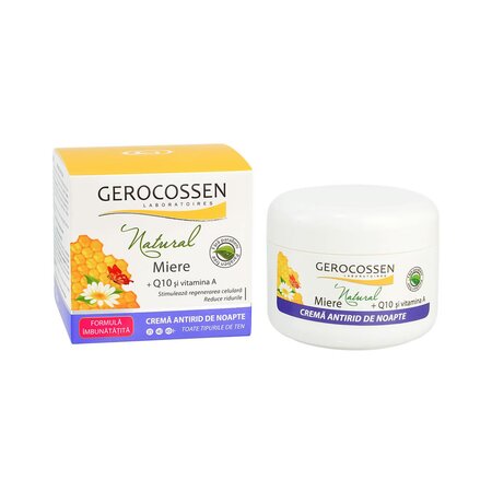 Crema antirid de noapte cu Miere, Vitamina A si Coenzima Q10, 100 ml, Gerocossen