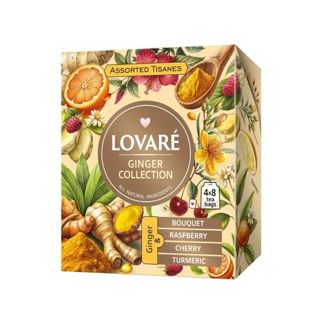Ceai de plante asortat Ginger Collection, 32 plicuri x 1.8 g, Lovare