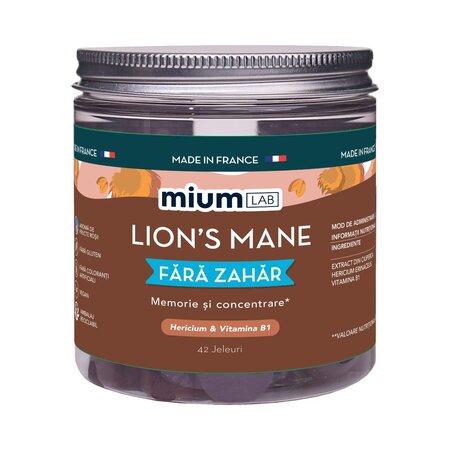 Supliment pe baza de hercium erinaceus si Vitamina B12 Lion's Mane, 42 jeleuri, Mium Lab