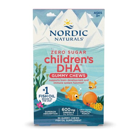Omega 3 pentru copii Zero Sugar Children's DHA Gummy Chews, 30 jeleuri, Nordic Naturals