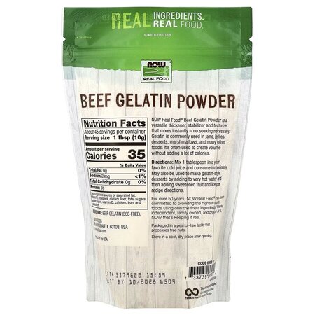 Pulbere Gelatina bovina, fara aroma, 454 g, Now Foods 822774