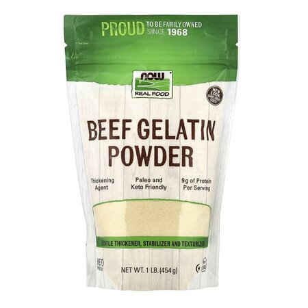 Pulbere Gelatina bovina, fara aroma, 454 g, Now Foods
