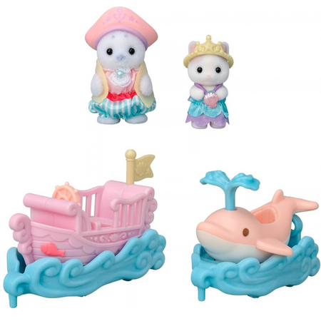Set parc de distractie Sylvanian Families, Balena si barca, 3 ani+, Epoch 821286