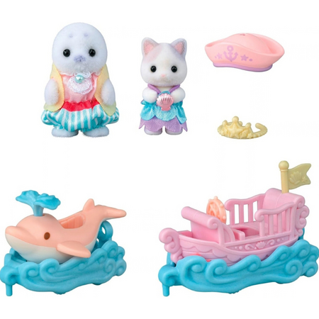 Set parc de distractie Sylvanian Families, Balena si barca, 3 ani+, Epoch 821287