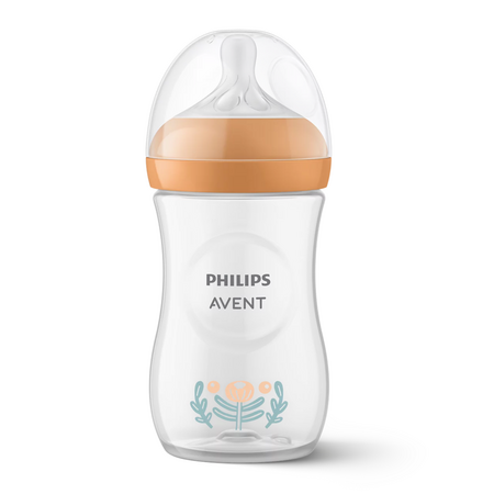 Biberon Philips Avent Natural Response, Portocaliu, SCY903/74, 3-6 luni, 260 ml, Philips 821331