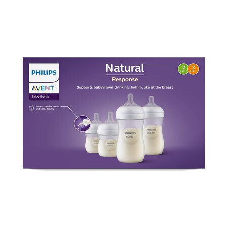 Set biberoane Natural Response, 0-6, SCD838/30, 4 buc, Philips Avent 821749