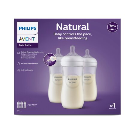 Set biberoane Natural Response, 6 luni+, SCY906/03, 3 x 330 ml, Philips Avent 821776