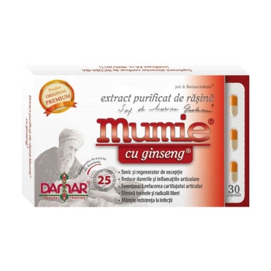 Extract purificat de rasina Mumie cu Ginseng, 30 capsule, Damar General Trading