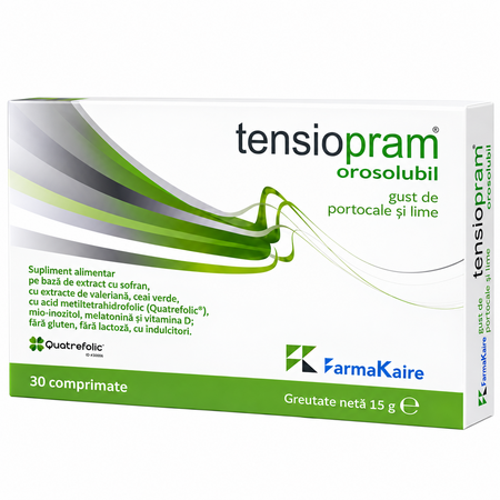 Tensiopram cu gust de portocale si lime, 30 comprimate orosolubile, Farmakaire