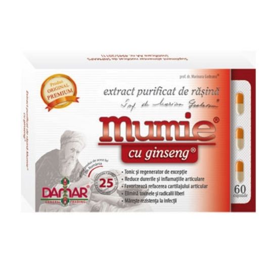 Extract purificat de rasina Mumie cu Ginseng, 60 capsule, Damar General Trading